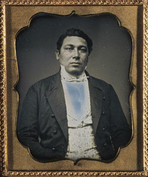 1851 portrait of Wampanoag whaling captain Amos Haskins